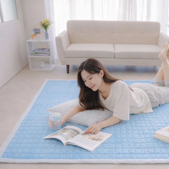 아르떼베딩 시원한 시어서커 워싱 여름 거실 매트 바닥 카펫트 패드 모던 블루 대형
