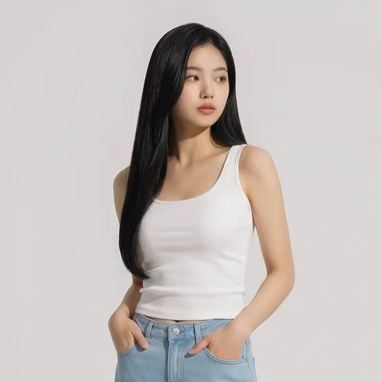 힙핑크 올데이 소프트 모달 볼륨캡 스퀘어 나시탑 (일체형패드)