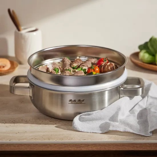 롤스보일 인덕션냄비 316Ti 통5중 스텐냄비 양수냄비 파티웍 찜기 24cm