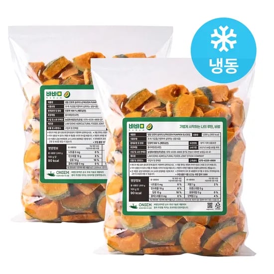 손질 냉동 스팀 단호박 슬라이스 2kg, 1개