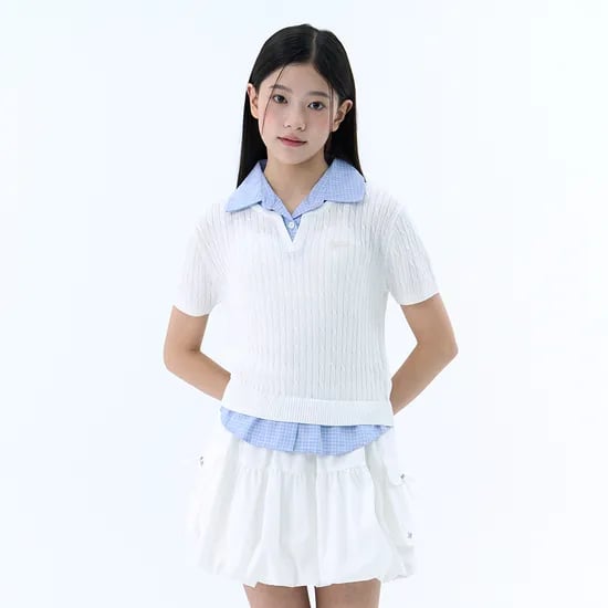 더데이걸 셔츠 일체형 레이어드 니트 스웨터 TGRA26501