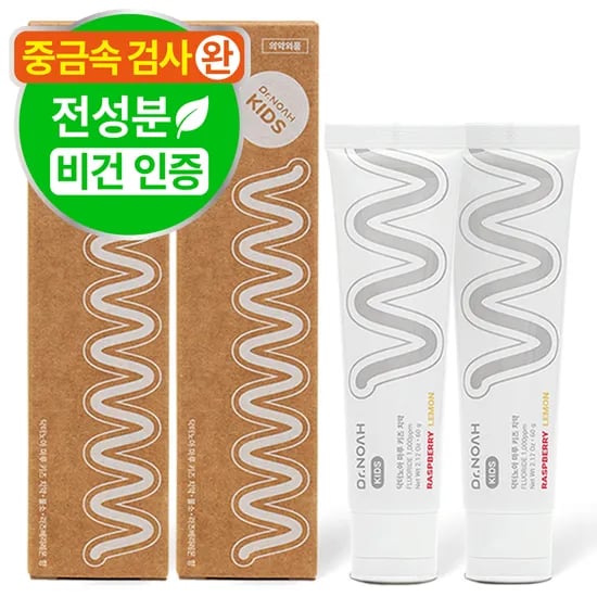 닥터노아 중금속 안심 불소 아기치약 유아 어린이 키즈 돌 6개월 라즈베리, 60g, 2개