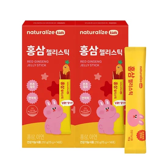 네추럴라이즈 홍삼 젤리스틱 키즈 어린이 딸기맛 영양제 아연 14포, 2개