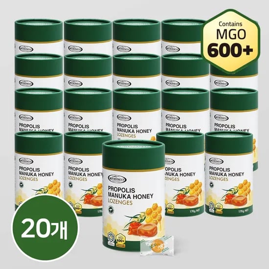 마더네스트 호주산 프로폴리스 마누카 허니 로젠지스 캔디 (MGO600+) 170g, 20개