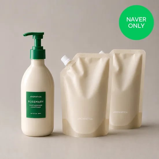 아로마티카 로즈마리 헤어 씨크닝 컨디셔너 400ML + 리필 500MLX2개 세트 (총 1400ML) 헤어 퍼퓸 린스 트리트먼트
