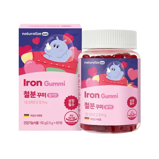 네추럴라이즈 키즈 철분 꾸미 / 어린이 철분제 딸기맛 젤리 60개입, 1개