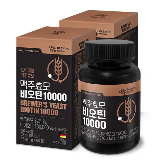 웰라이프 맥주효모 비오틴 10000 60정, 2개