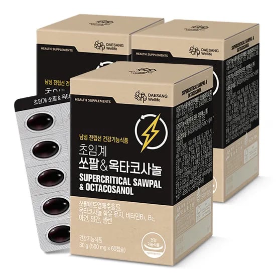 웰라이프 초임계 쏘팔 & 옥타코사놀 500mg 60캡슐, 3개