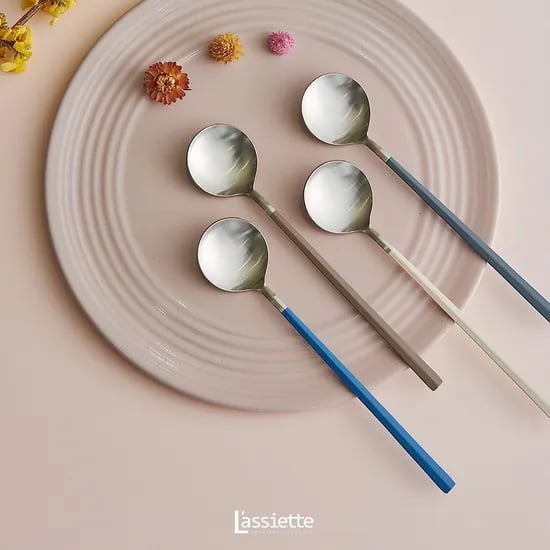 라씨에뜨 이브로 수저세트 신혼 한식 숟가락+젓가락, 크림베이지, 1세트
