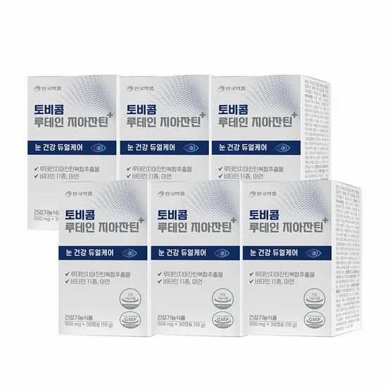안국약품 토비콤 루테인 지아잔틴+ 플러스 눈 노화 건조 30캡슐, 6개