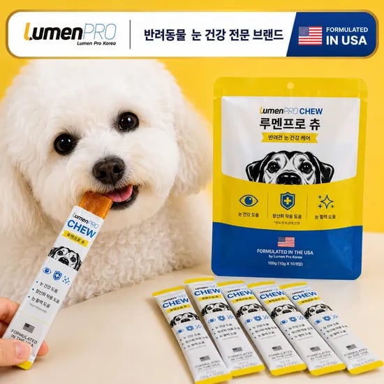 강아지 눈 영양제 백내장 혼탁 눈물 루멘프로 츄 오메가3
