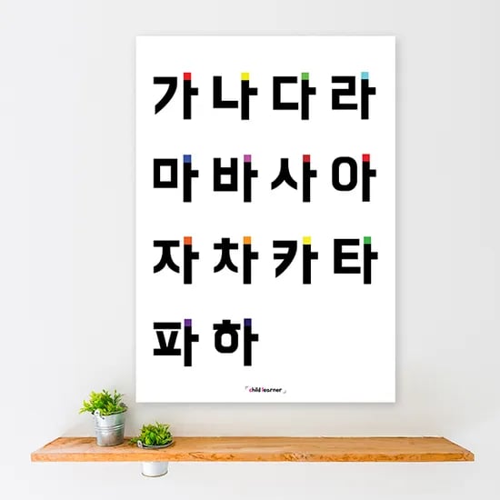 방수 한글포스터 유아 벽보 아기포스터 가나다라표 A3 소형 자음모음 벽그림 공부