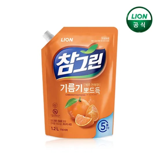 참그린 기름기 뽀드득 천혜향 1.2L 리필 x 1개 / 주방세제