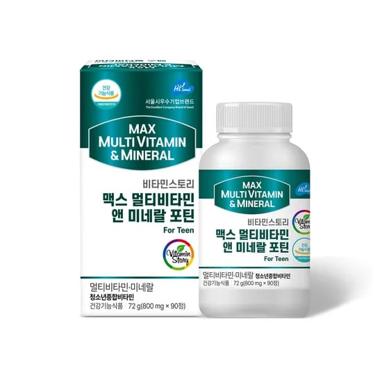 비타민스토리 맥스 멀티비타민 앤 미네랄 포틴 800mg 90정, 1개