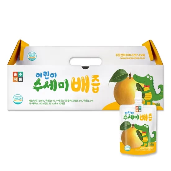 어린이 수세미배즙 1박스 30포x100ml 음료 주스 간식 선물포장 순수식품