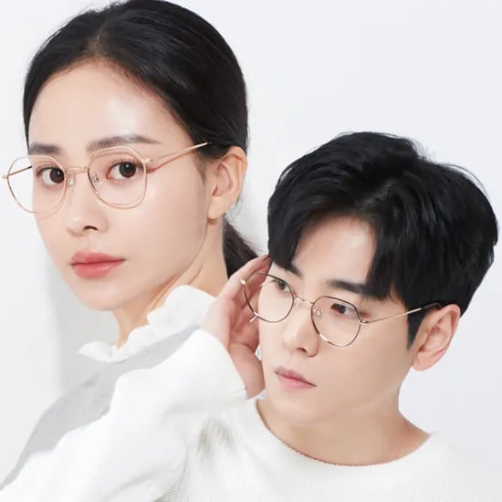 가벼운 남자여자 오각형 메탈 안경테