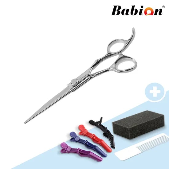 바비온 프리미엄등급 셀프 앞 머리 숱 자르는 이발 미용 일자 가위 HE2-601S 15cm(6인치)