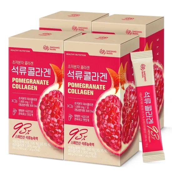 웰라이프 석류 콜라겐 스틱 (20g) 저분자 젤리스틱 피쉬어류 15포, 4개