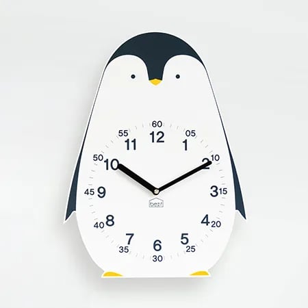 베짓 교육용 학습용 시계공부 아이방 무소음 인테리어 벽시계 프라우드 펭귄