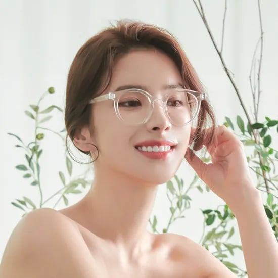 남 여 유니섹스 오버사이즈 깔끔한 투명 라운드 뿔테 안경테