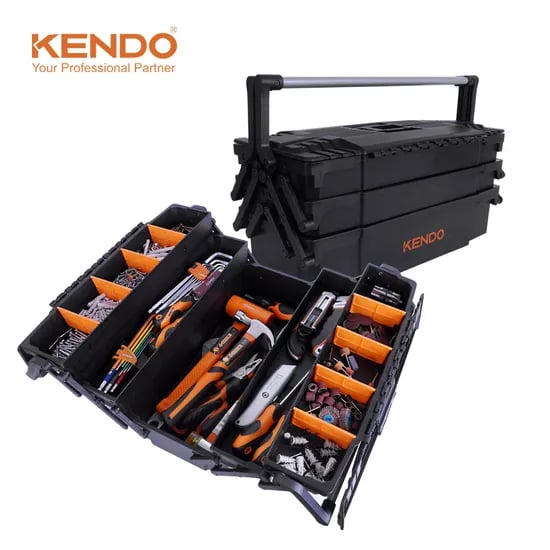 KENDO 3단 슬라이딩 공구함 90275N 휴대용 플라스틱 부품함 공구통