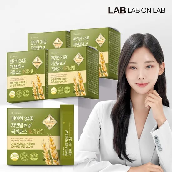 랩온랩 편안한 34종 자연발효 곡물효소 호라산밀 소화 유산균 분말 카무트 30포, 4개