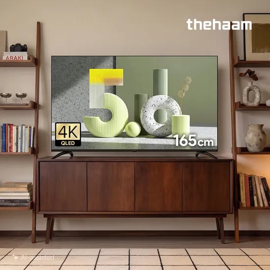 더함 스마트 구글 QLED  티비 165cm(65인치), 120Hz, 직접설치