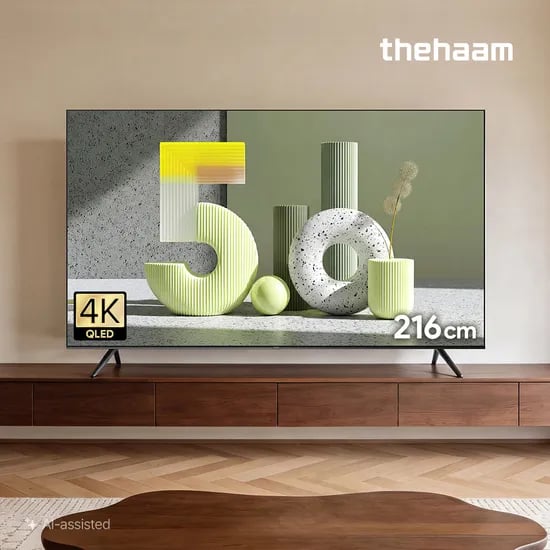 더함 스마트 구글 QLED  티비 216cm(85인치), 120Hz, 스탠드