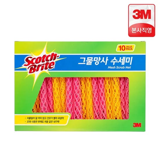 3M 스카치브라이트 그물망사 수세미 10개입, 1개