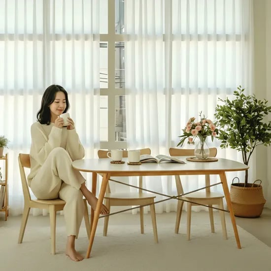 아르일랑 심플 쉬폰 차르르 커튼 거실 안방 커텐 맞춤 나비주름 금속핀 1cm