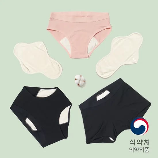 싸이클린 생리팬티 순면 팬티생리대 여성 초등 첫생리 초경 주니어 속옷 선물세트