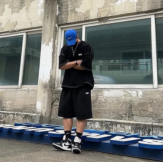 비스트모드 봉제배색 남자 오버핏 반팔 티셔츠 빅사이즈 헬스 짐웨어 BSMD