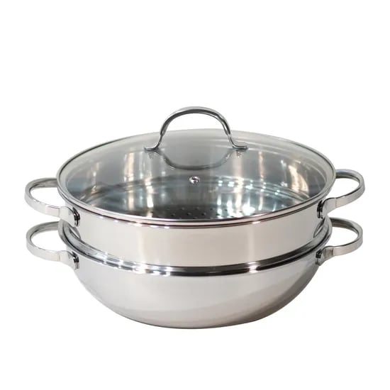한일스텐레스 오딘 통3중 IH 파티웍 궁중전골 (유리뚜껑+찜기세트) 32cm