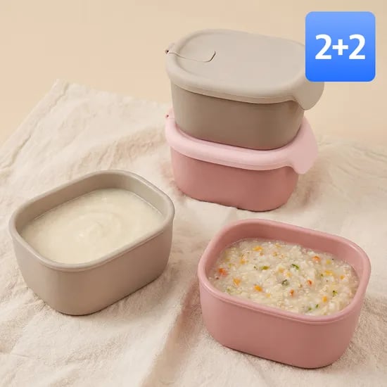 퍼기 이유식 보관용기 이중밀폐 아기 유아 실리콘 보관 총 4P