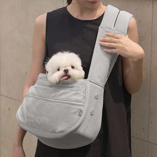 마이플러피 강아지 가방 이동가방 슬링백 포대기 캐리어 산책가방 매너백 M 베이지