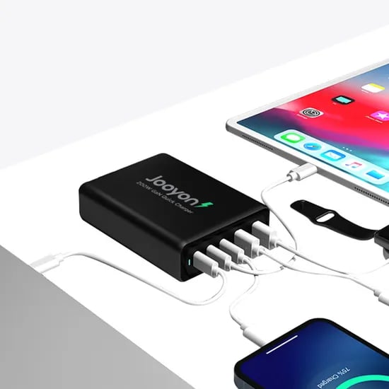 주연테크 캐리밥 200W 5포트 올인원 PD 고속충전기 USB-C 케이블포함 PPS PD3.0 QC3.0 200W 노트북 스마트폰