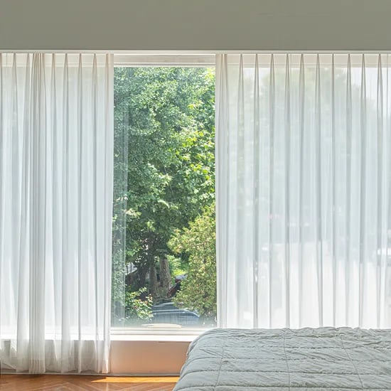 국내산 원단공장 먼지없는 퓨어화이트 나비주름 쉬폰커튼 가로60CM x 세로 250CM