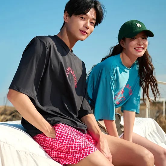 위크나인 래쉬가드 반팔 상의 여자 남자 물놀이 워터파크 수영복 파라다이스 인디고