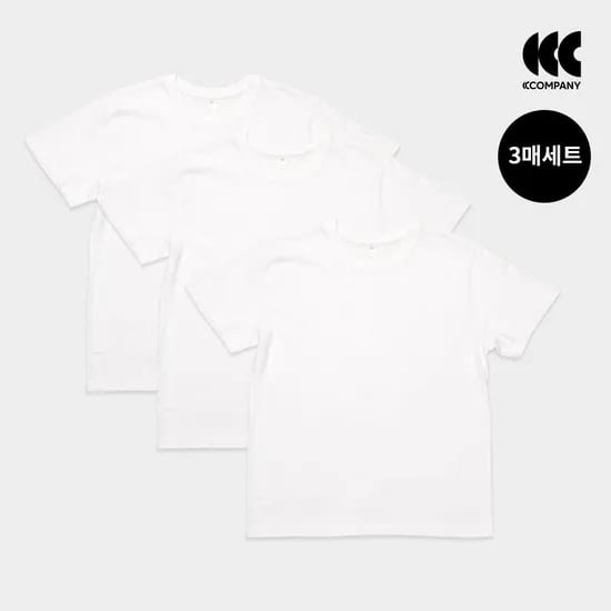 남녀공용 면 무지 라운드 반팔 티셔츠 레이어드 이너 3팩