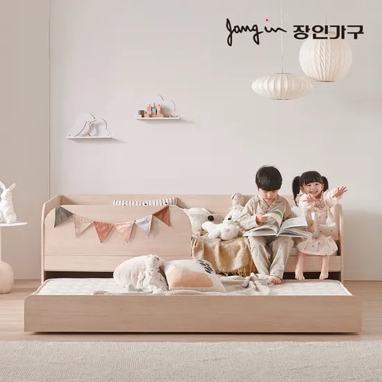 장인가구 뉴피터 E0등급 저상형 어린이 키즈 슬라이드 2단 침대 S 낮은포켓+7존포켓