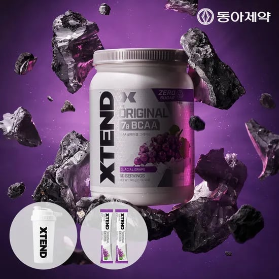 엑스텐드 제로슈가 포도맛 고함량 BCAA 7,000mg 50서빙 1통 + 쉐이커 + 2포 추가증정 XTEND 아미노산