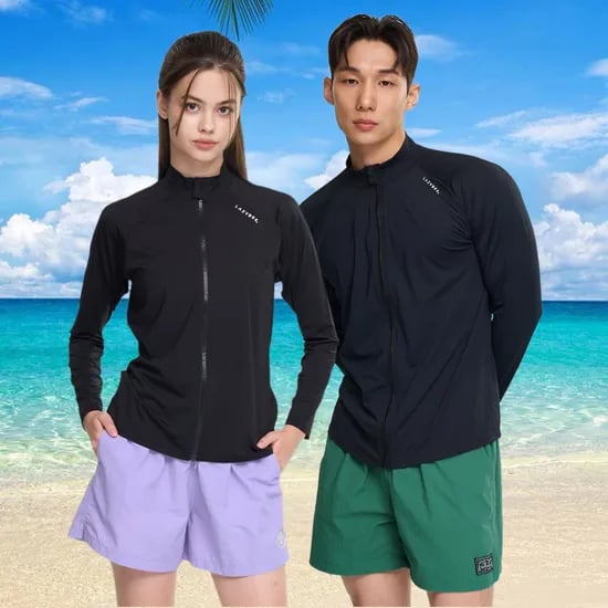 여성 남자 루즈핏 집업 래쉬가드 세트 반바지 체형커버 수영복 빅사이즈 비치웨어