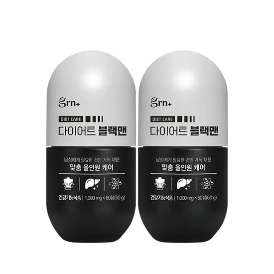 GRN 블랙맨 검정이 올인원 남자 다이어트 보조제 간건강 체지방분해 2개월
