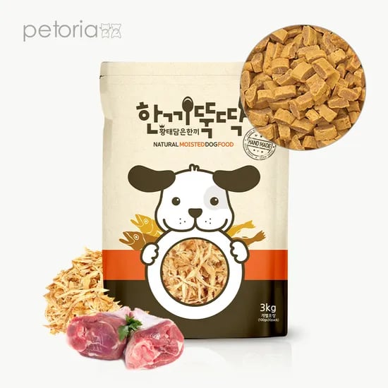 펫토리아 한끼뚝딱 말랑말랑 소프트 강아지 사료 황태+양고기, 3kg, 1개