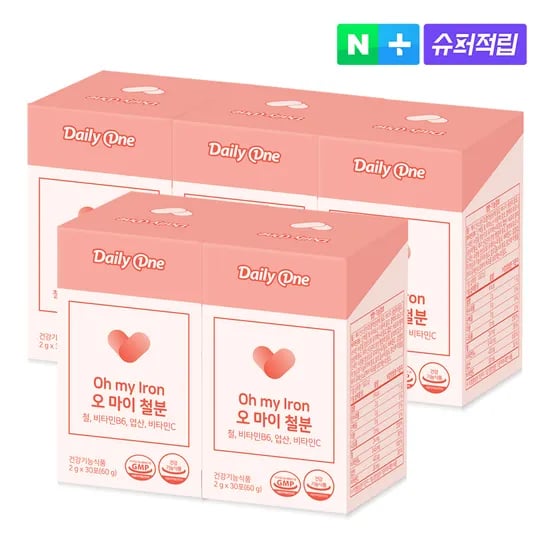 데일리원 오 마이 철분 비헴철 고함량 철분제 여성 임산부 영양제 30포, 5개