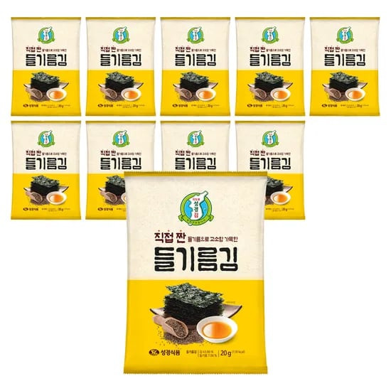 지도표 성경김 직접 짠 들기름 전장김 조미 재래 구운 맛있는 김 20g, 10개