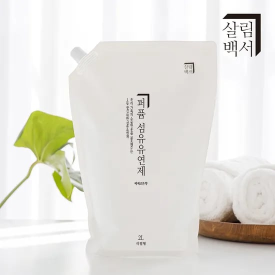 살림백서 향기좋은 퍼퓸 고농축 섬유유연제 리필형 2L X 6개입 베베코튼향 대용량 향좋은