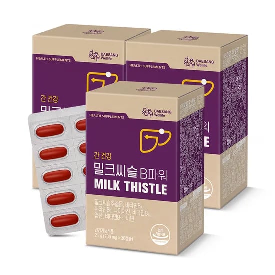웰라이프 밀크씨슬 B파워 (700mg) 실리마린 간건강 영양보충용제품 30캡슐, 3개