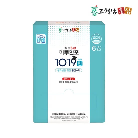 전체식 청소년 홍삼 스틱 하루한포 1019틴 6년근 수험생 학생 100포, 1개