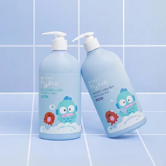 한정판 그린핑거 마이키즈 프레쉬 산리오 에디션(한교동) 워시+로션 500ml / 키즈워시 키즈샴푸 어린이용샴푸 키즈로션, 대용량
